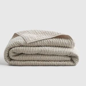 NWOT QUINCE European Linen Cotton Stitch Quilt Full/Queen Natural 4240